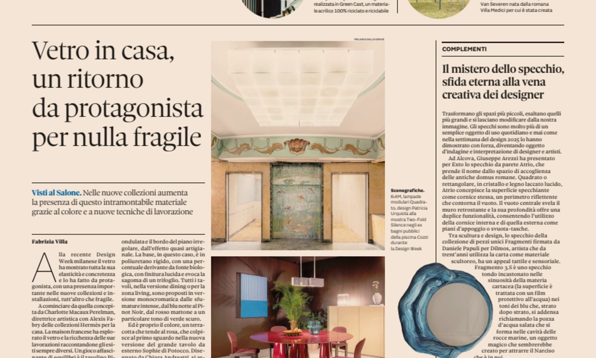 Specchi e vetro nel design 2025: tendenze, materiali e arredi per interni ed esterni