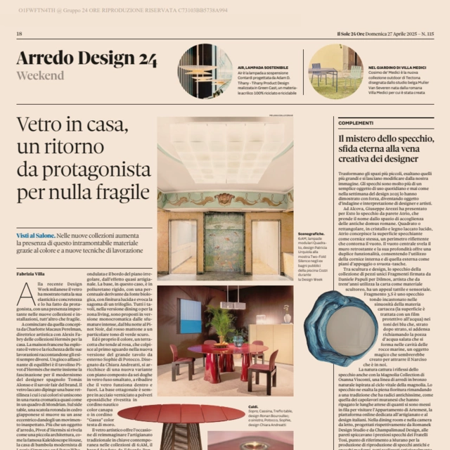 Specchi e vetro nel design 2025: tendenze, materiali e arredi per interni ed esterni